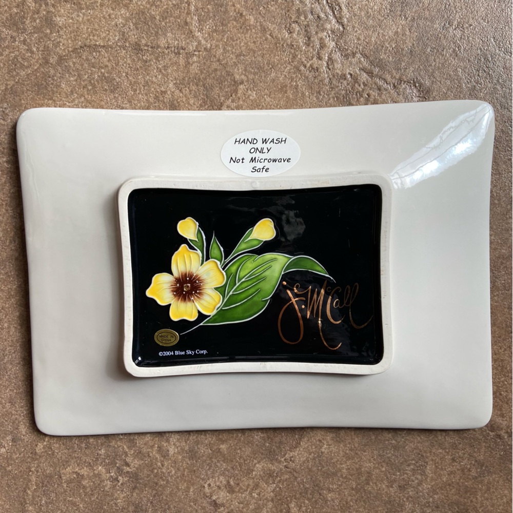 NWT - J. McCall Blue Sky Pear Enamel Black Serving Tray - Picture 9 of 9